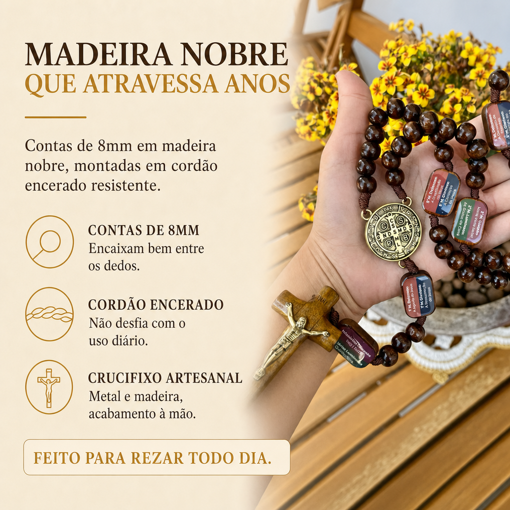 Madeira nobre e cordão encerado