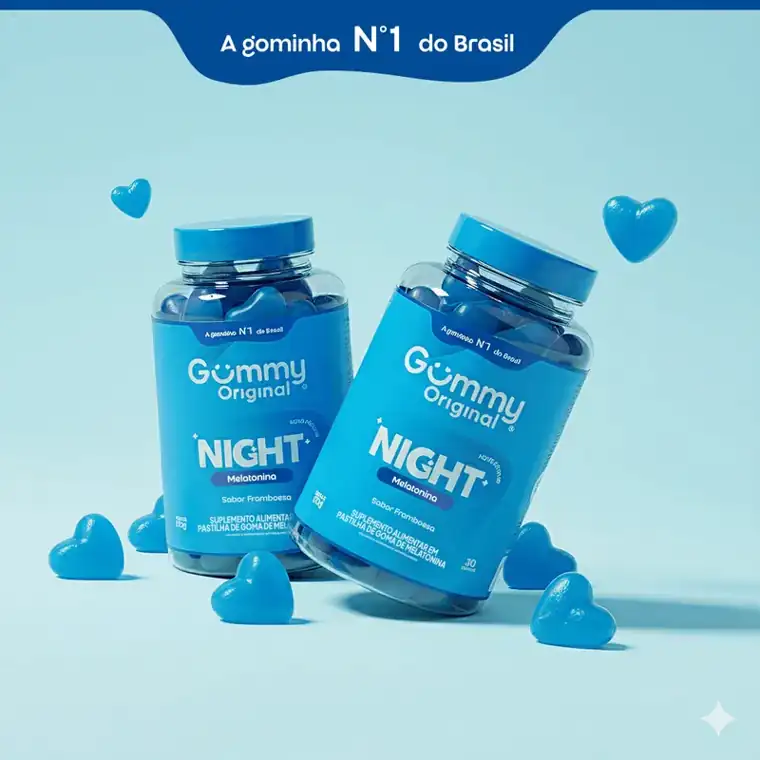 Gummy Original NIGHT — Melatonina, sabor Framboesa, 30 gominhas (90 g) 1